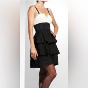 BCBGMaxAzria Black & Cream Mini Cocktail Dress Size 2